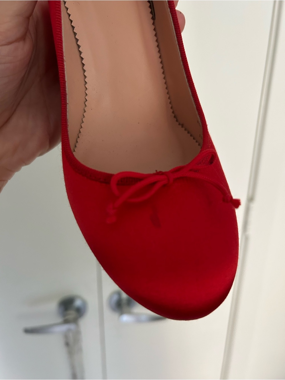 J. Crew Red Ballet Stiletto Pumps with Bow - Picture 7 of 8
